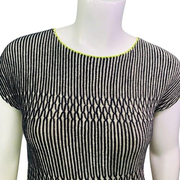 Coldwater Creek Womens Ribbed Neck Sweater Striped Cap Sleeve Size M (10-12) - Picture 4 of 12